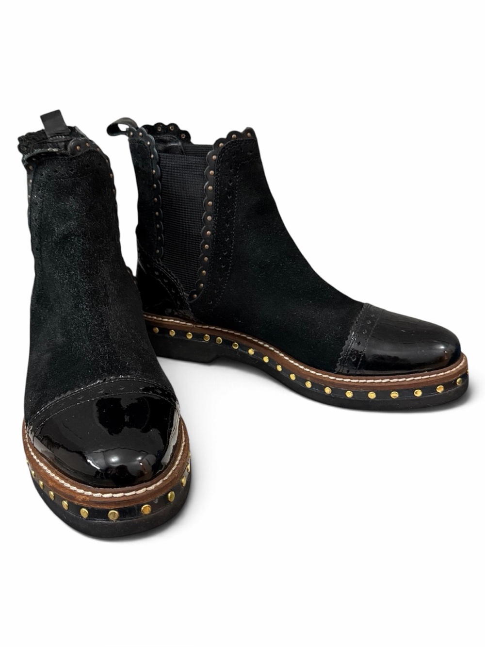 Free People Atlas Chelsea Boots Suede Patent Leather Size EU 37